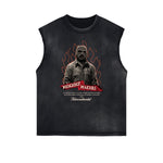Sleeveless Frayed Edge Gangsta Pattern Tee-INNBLAC Fashion Apparel