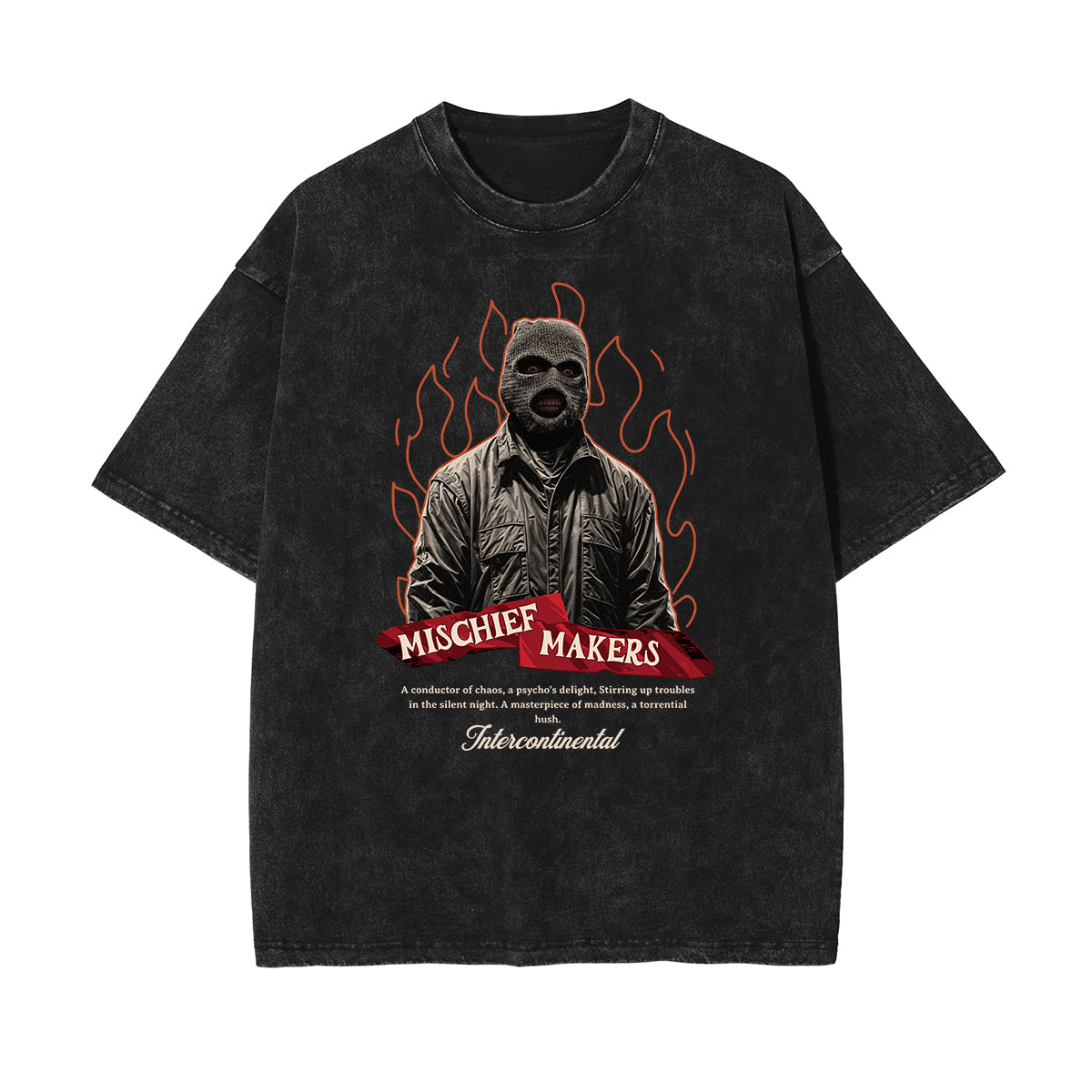 Washed Gangsta Streetwear Pattern Tee-INNBLAC Fashion Apparel