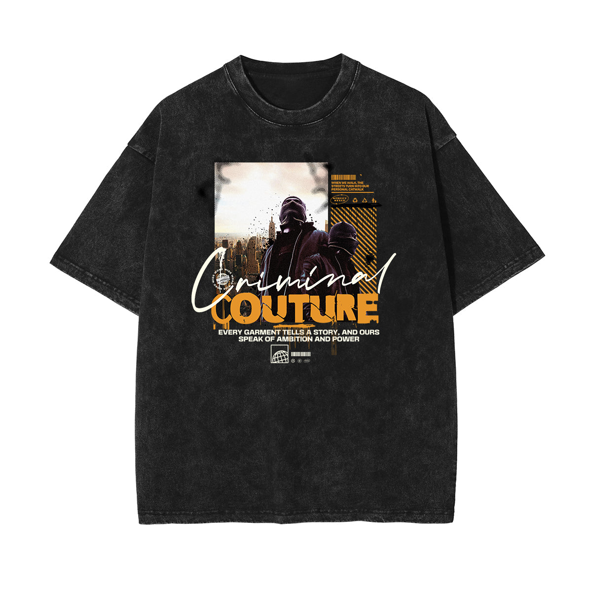 Washed Gangsta Streetwear Pattern Tee-INNBLAC Fashion Apparel