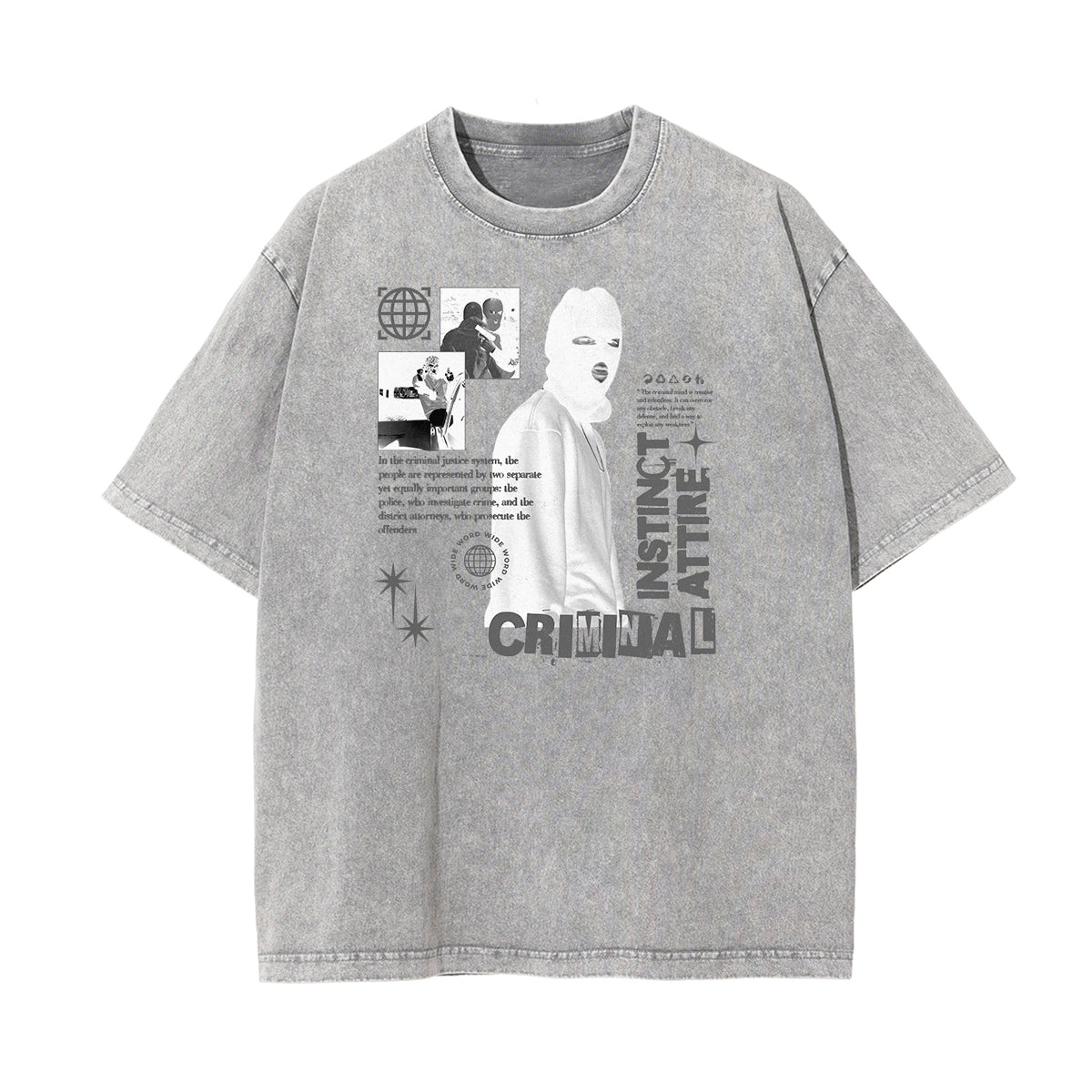 Vintage Faded Gangsta Pattern Tee-INNBLAC Fashion Apparel