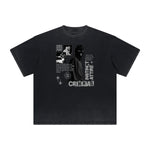 Heavyweight Faded Gangsta Pattern Tee-INNBLAC Fashion Apparel