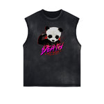 Sleeveless Frayed Edge Gangsta Pattern Tee-INNBLAC Fashion Apparel