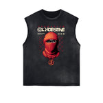 Frayed Edge Sleeveless Gangsta Graphic Tee-INNBLAC Fashion Apparel