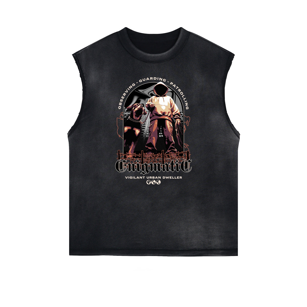 Frayed Edge Sleeveless Gangsta Graphic Tee-INNBLAC Fashion Apparel