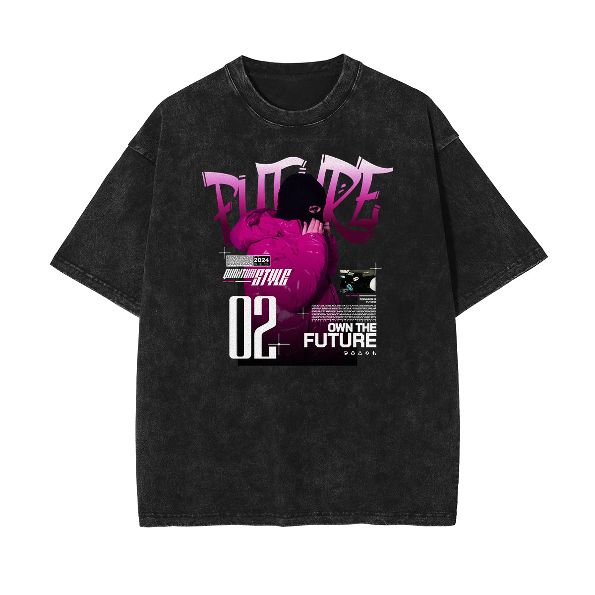 Vintage Washed Gangsta Pattern Tee-INNBLAC Fashion Apparel