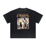 Vintage Frayed Gangsta Pattern Tee-INNBLAC Fashion Apparel