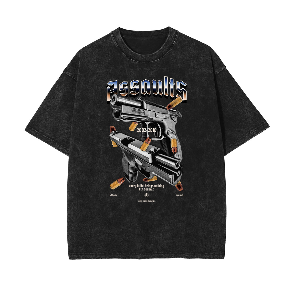 Vintage Washed Gangsta Pattern Tee-INNBLAC Fashion Apparel