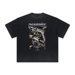Vintage Frayed Gangsta Pattern Tee-INNBLAC Fashion Apparel