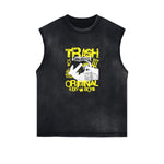 Frayed Edge Sleeveless Gangsta Graphic Tee-INNBLAC Fashion Apparel