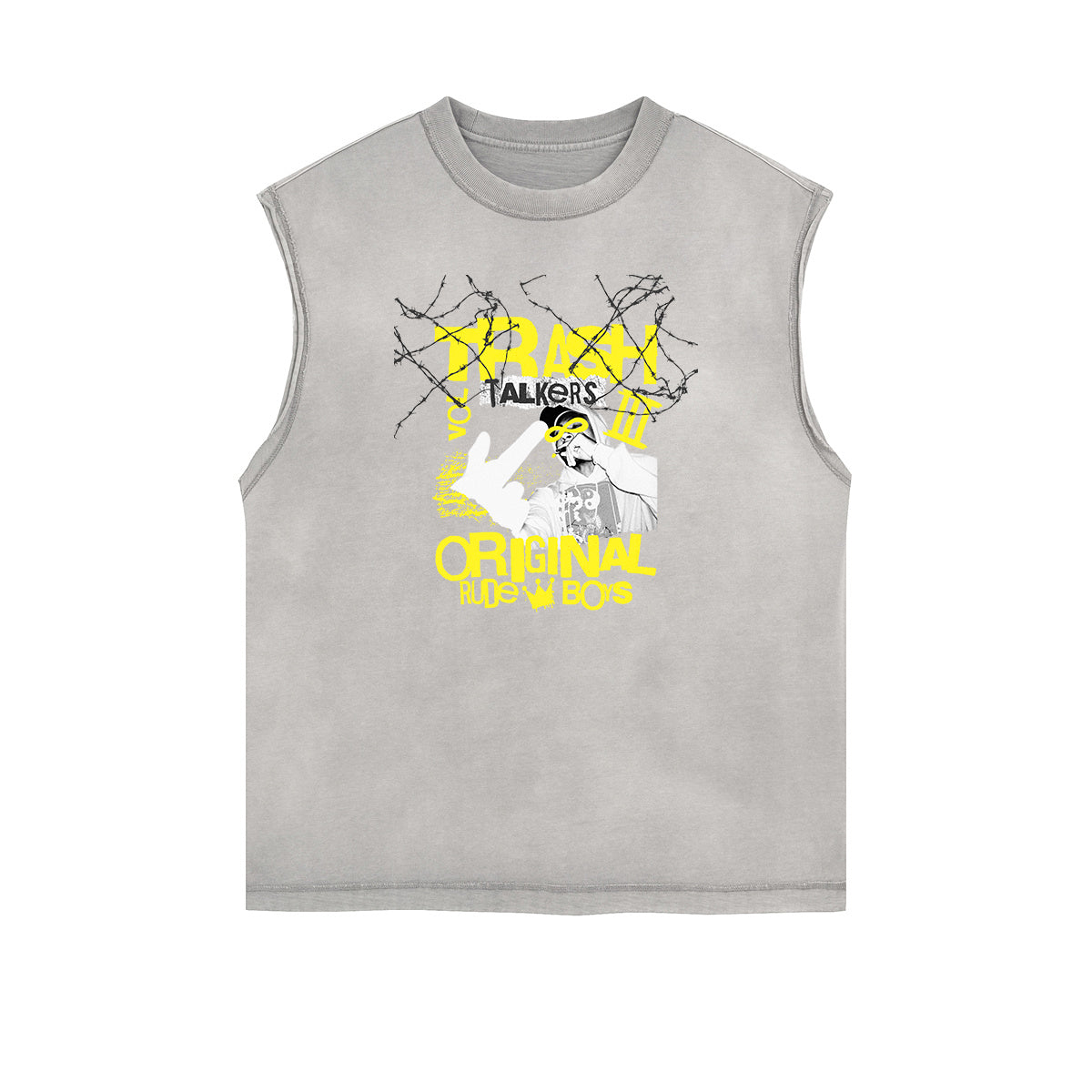 Frayed Edge Gangsta Pattern Tank Top-INNBLAC Fashion Apparel