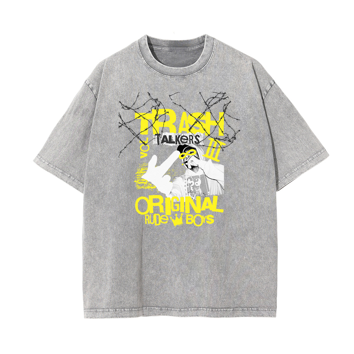 Mid Weight Faded Gangsta Graphic Tee-INNBLAC Fashion Apparel