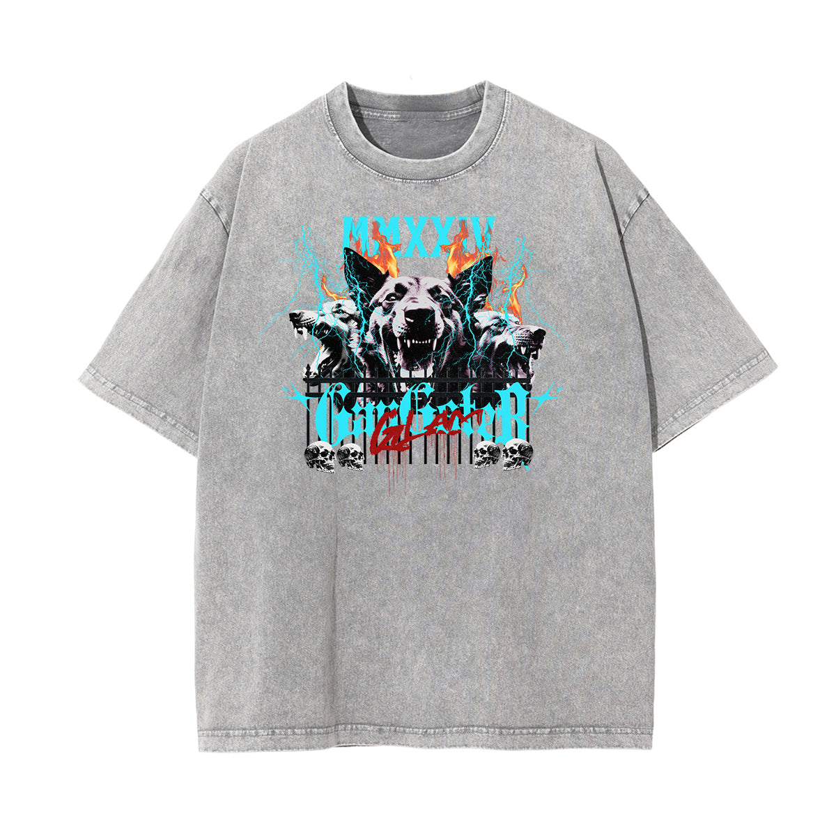 Mid Weight Faded Gangsta Graphic Tee-INNBLAC Fashion Apparel