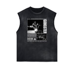 Frayed Edge Sleeveless Gangsta Graphic Tee-INNBLAC Fashion Apparel