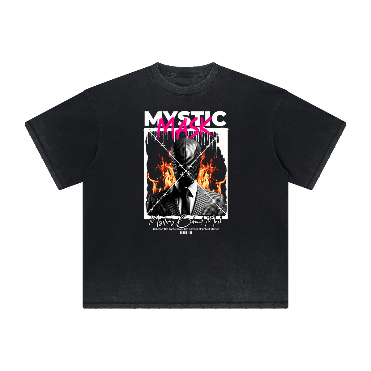 Vintage Frayed Gangsta Pattern Tee-INNBLAC Fashion Apparel