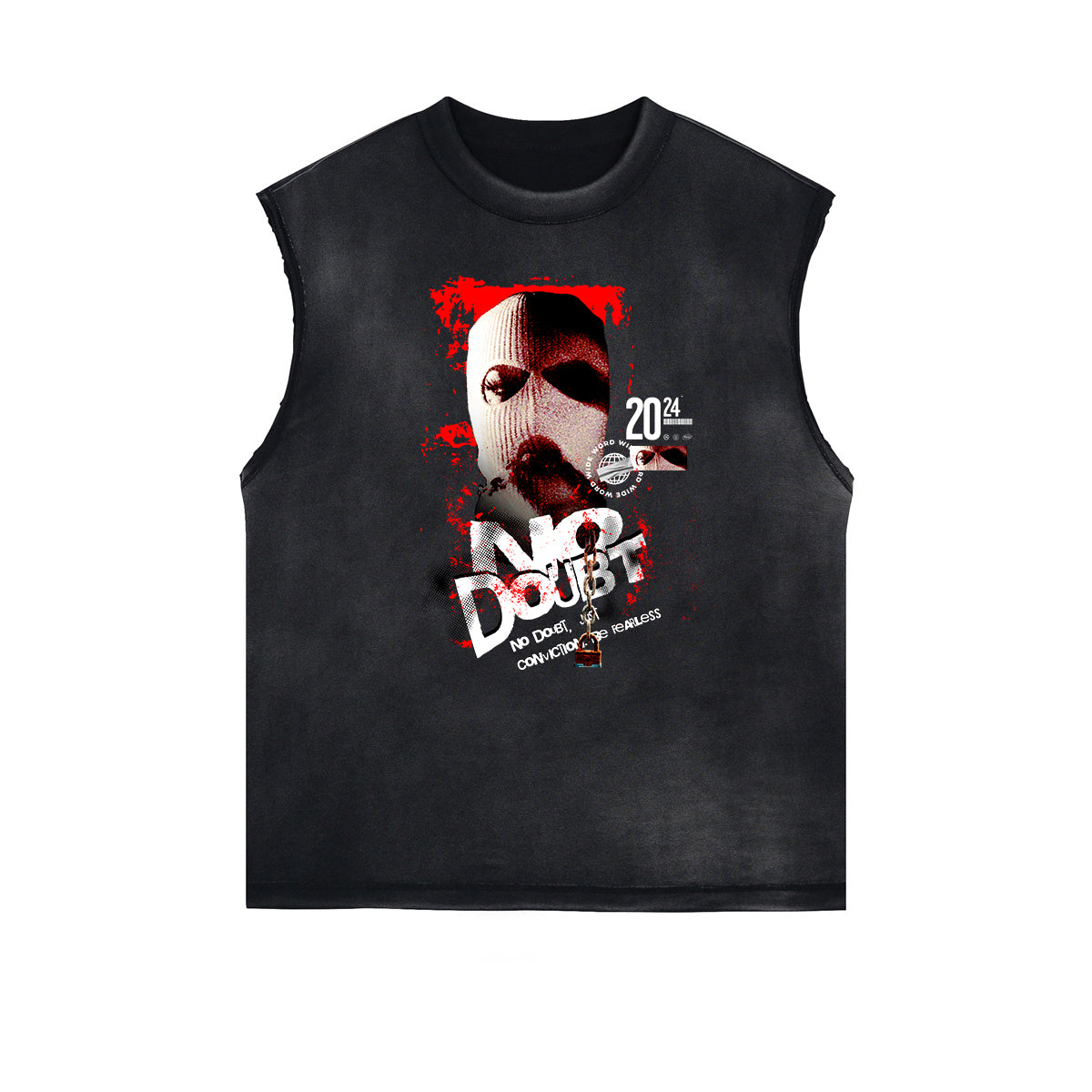 Frayed Edge Sleeveless Gangsta Graphic Tee-INNBLAC Fashion Apparel