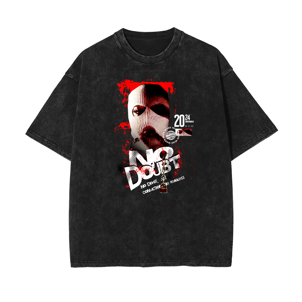 Vintage Washed Gangsta Pattern Tee-INNBLAC Fashion Apparel
