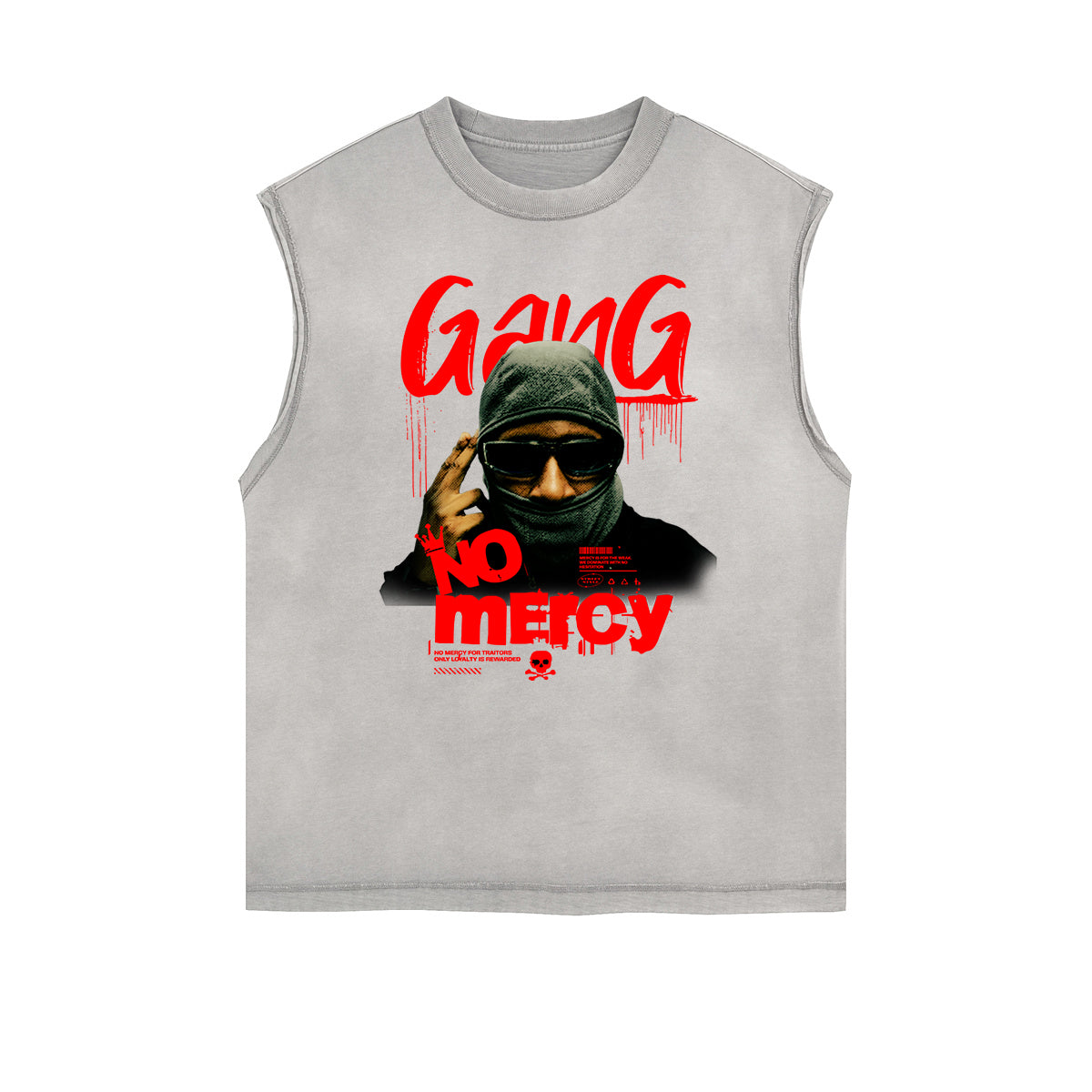 Frayed Edge Gangsta Pattern Tank Top-INNBLAC Fashion Apparel