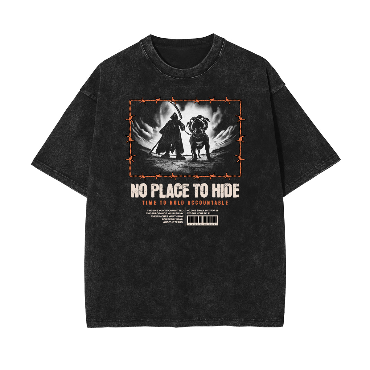 Vintage Washed Gangsta Pattern Tee-INNBLAC Fashion Apparel