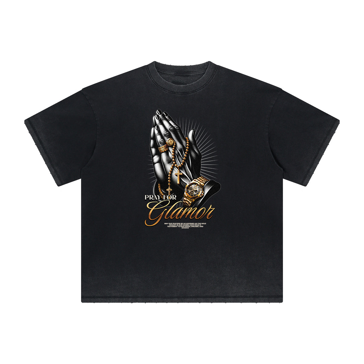 Vintage Frayed Gangsta Pattern Tee-INNBLAC Fashion Apparel