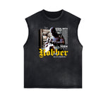 Vintage Sleeveless Gangsta Graphic Tee-INNBLAC Fashion Apparel