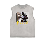 Faded Frayed Gangsta Graphic Tank Top-INNBLAC Fashion Apparel