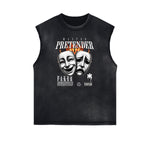 Vintage Sleeveless Gangsta Graphic Tee-INNBLAC Fashion Apparel