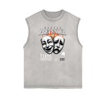 Faded Frayed Gangsta Graphic Tank Top-INNBLAC Fashion Apparel