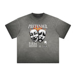 Distressed Faded Gangsta Pattern Tee-INNBLAC Fashion Apparel