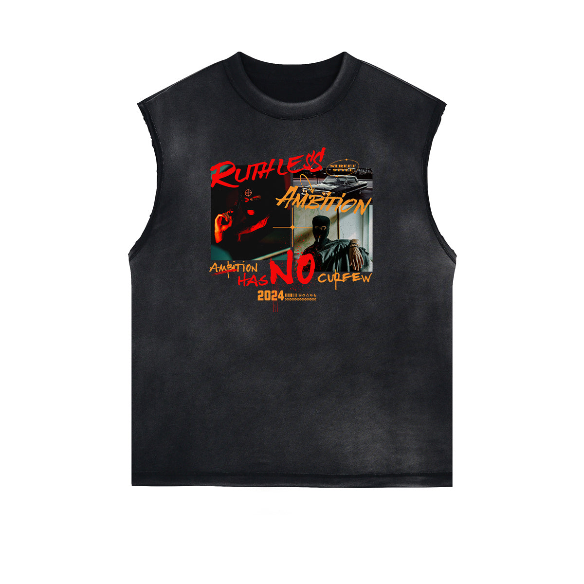 Vintage Sleeveless Gangsta Graphic Tee-INNBLAC Fashion Apparel