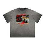 Distressed Faded Gangsta Pattern Tee-INNBLAC Fashion Apparel