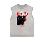 Faded Frayed Gangsta Graphic Tank Top-INNBLAC Fashion Apparel