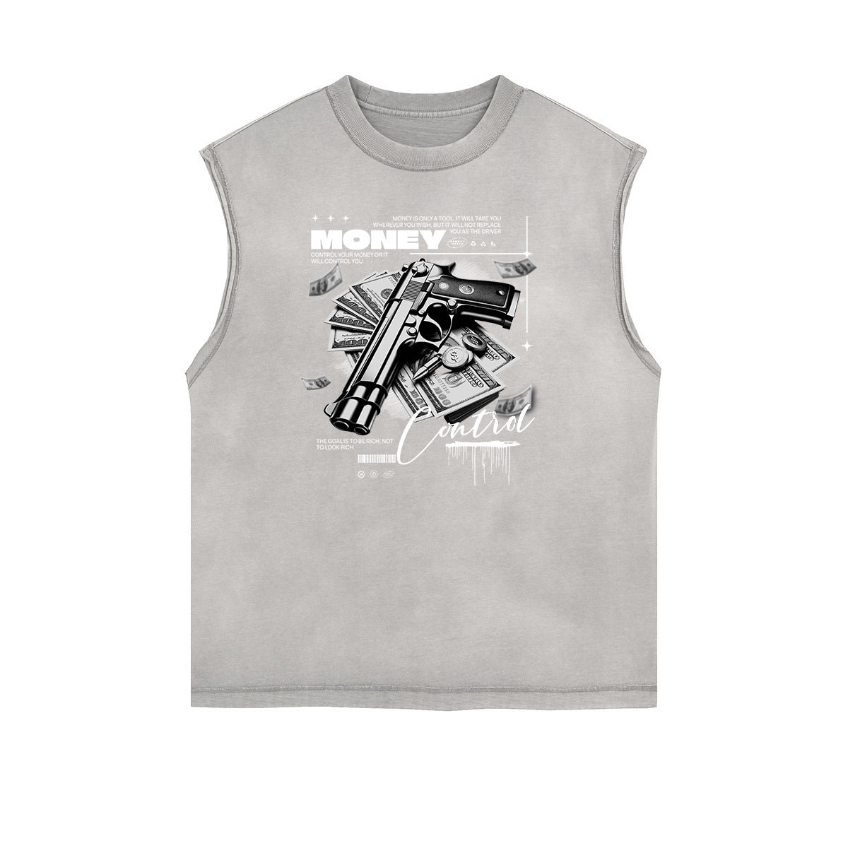 Faded Frayed Gangsta Graphic Tank Top-INNBLAC Fashion Apparel