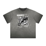 Distressed Faded Gangsta Pattern Tee-INNBLAC Fashion Apparel