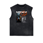Vintage Sleeveless Gangsta Graphic Tee-INNBLAC Fashion Apparel