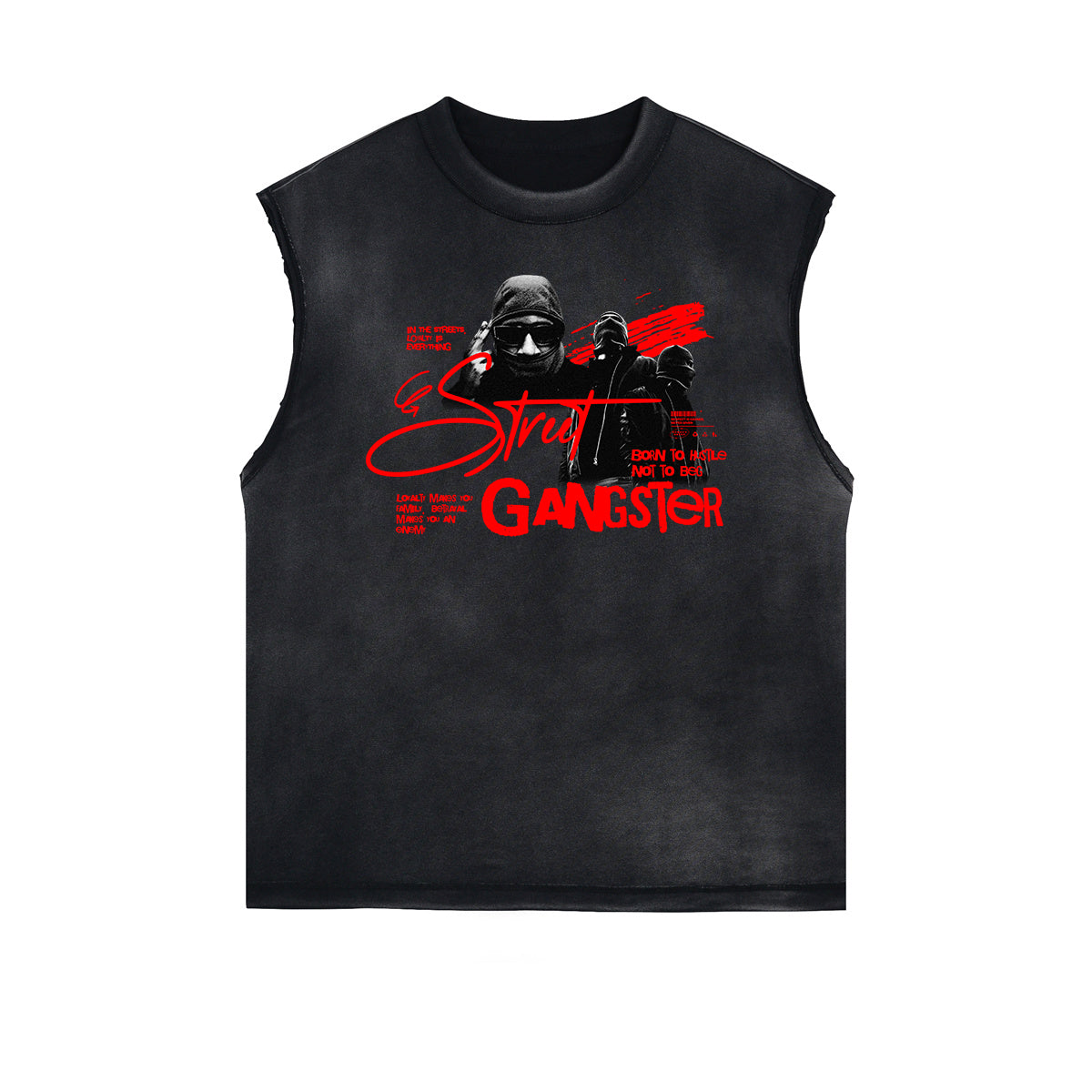 Vintage Sleeveless Gangsta Graphic Tee-INNBLAC Fashion Apparel