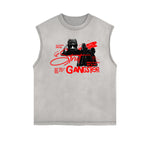 Faded Frayed Gangsta Graphic Tank Top-INNBLAC Fashion Apparel
