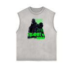 Faded Frayed Gangsta Graphic Tank Top-INNBLAC Fashion Apparel