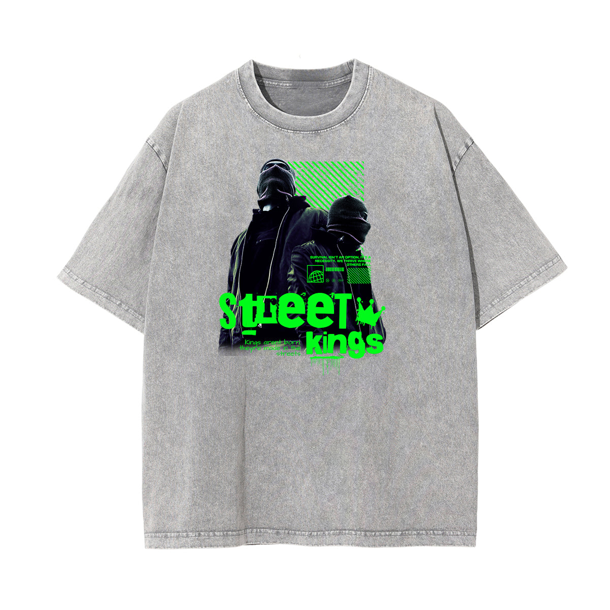 Stone Wash Gangsta Graphic Tee-INNBLAC Fashion Apparel