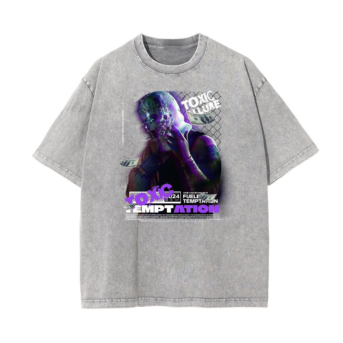 Stone Wash Gangsta Graphic Tee-INNBLAC Fashion Apparel