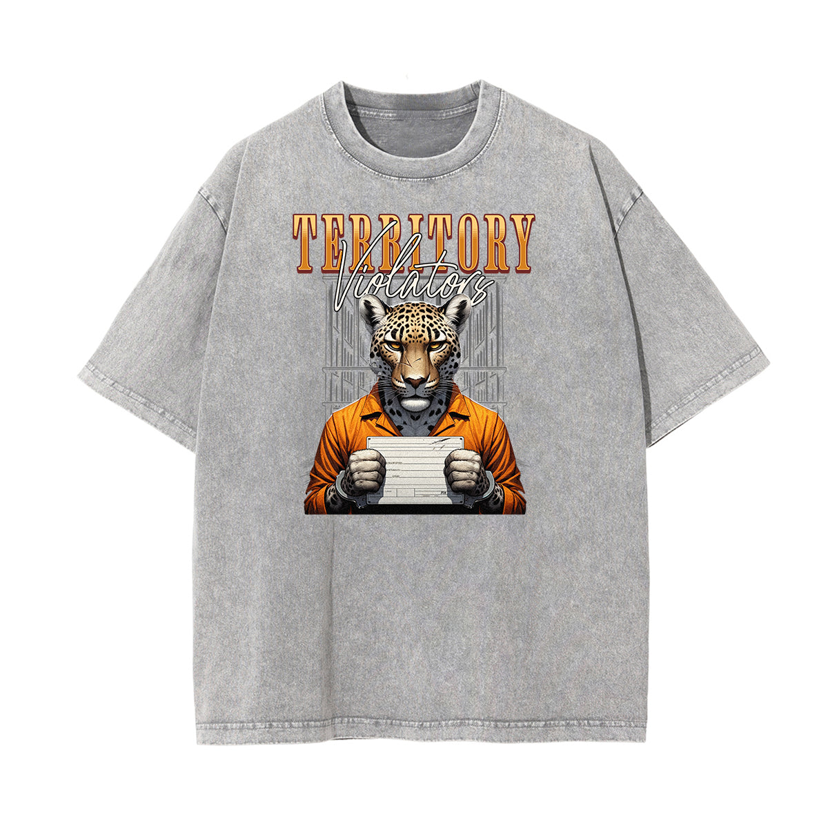 Stone Wash Gangsta Graphic Tee-INNBLAC Fashion Apparel