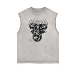 Faded Frayed Gangsta Graphic Tank Top-INNBLAC Fashion Apparel
