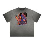 Distressed Faded Gangsta Pattern Tee-INNBLAC Fashion Apparel