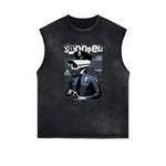 Vintage Sleeveless Gangsta Graphic Tee-INNBLAC Fashion Apparel