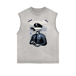 Faded Frayed Gangsta Graphic Tank Top-INNBLAC Fashion Apparel