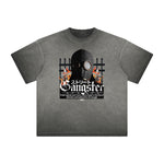 Distressed Faded Gangsta Pattern Tee-INNBLAC Fashion Apparel