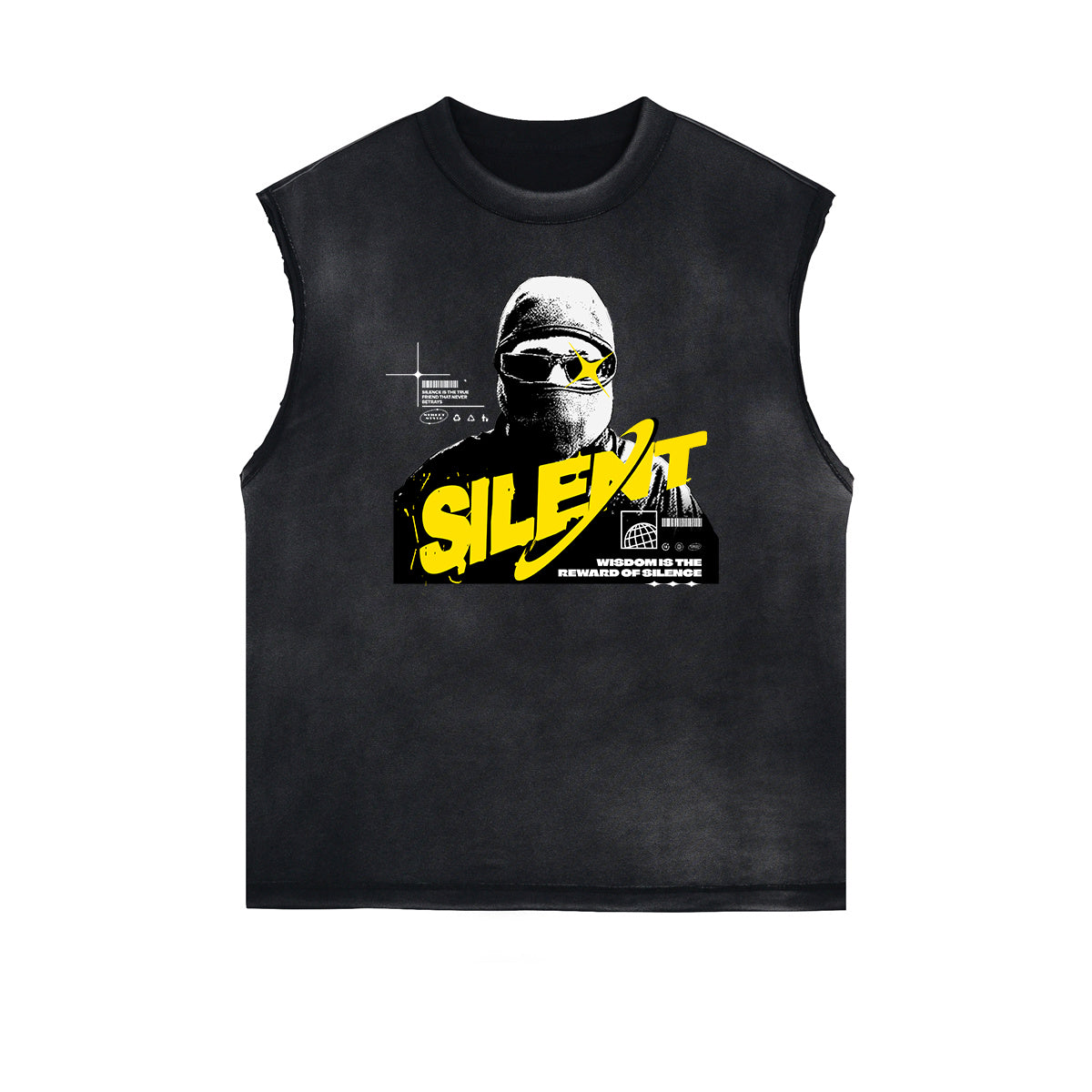 Vintage Sleeveless Gangsta Graphic Tee-INNBLAC Fashion Apparel