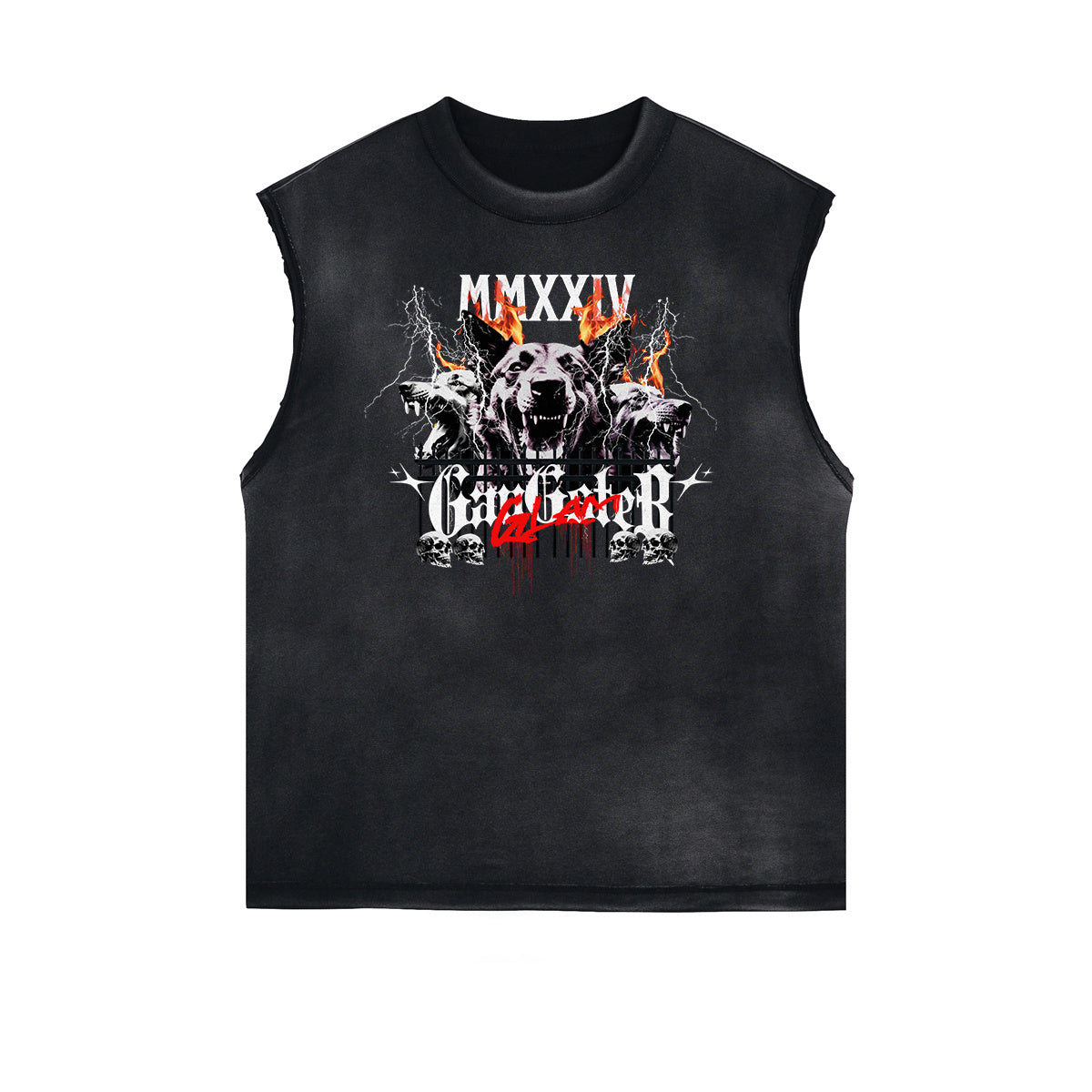 Sleeveless Rebel Soul Gangsta Pattern Tee-INNBLAC Fashion Apparel