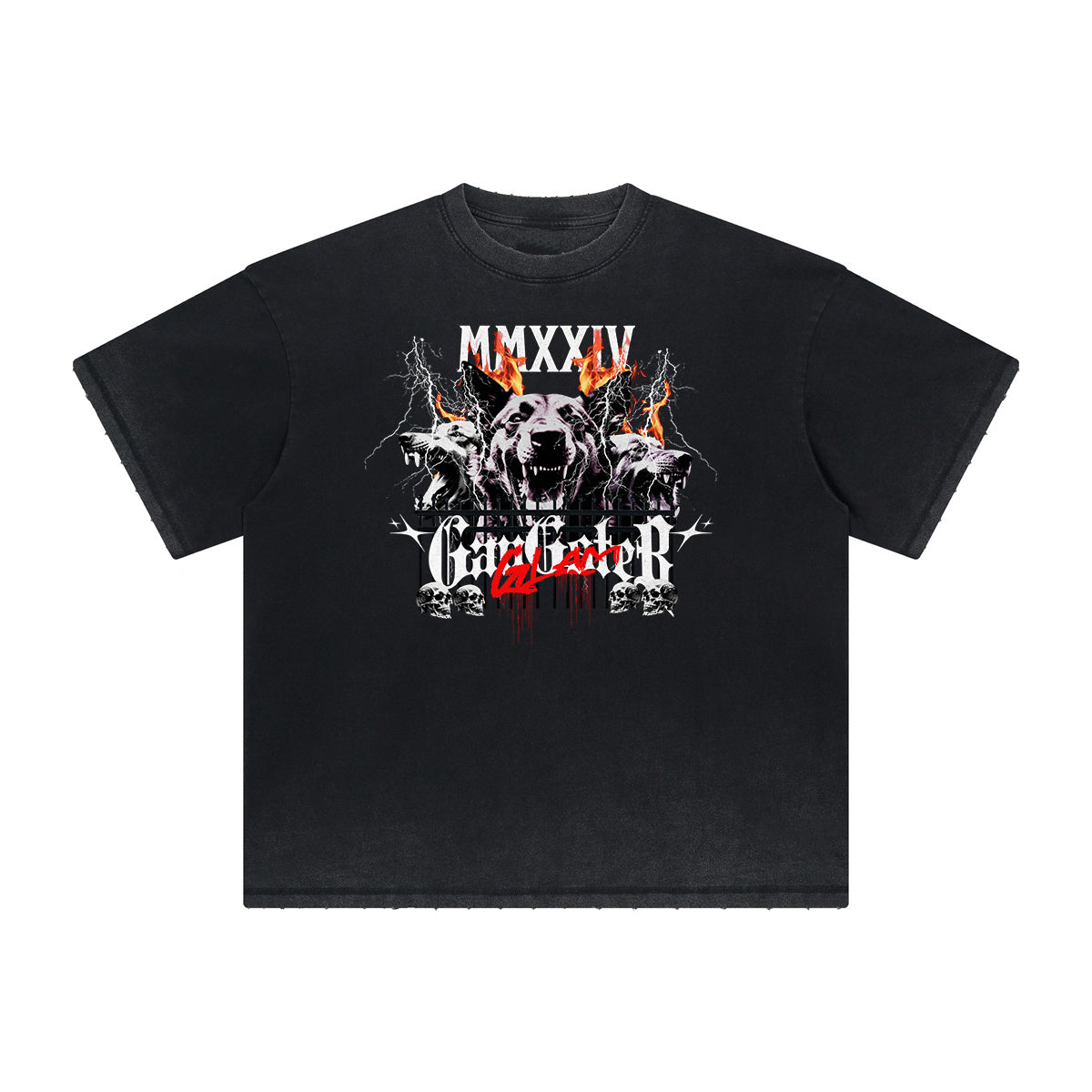 Heavyweight Distressed Rebel Soul Graphic Tee-INNBLAC Fashion Apparel