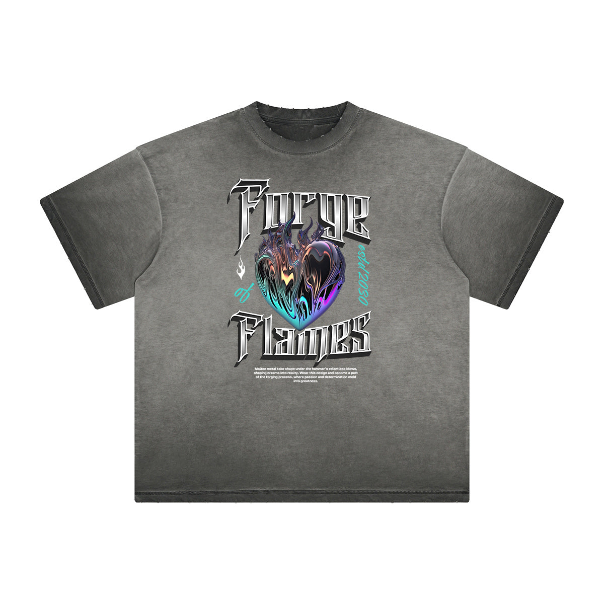 Camiseta con estampado de ropa urbana Y2K de cromo pesado