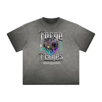 Camiseta con estampado de ropa urbana Y2K de cromo pesado